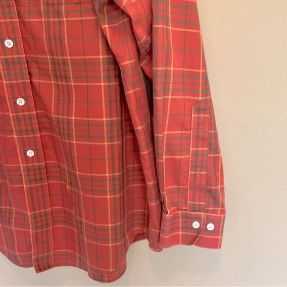 Brooks Brothers Men’s Shirt Size Large Orange Green Plaid Button Down Cotton - Picture 5 of 10